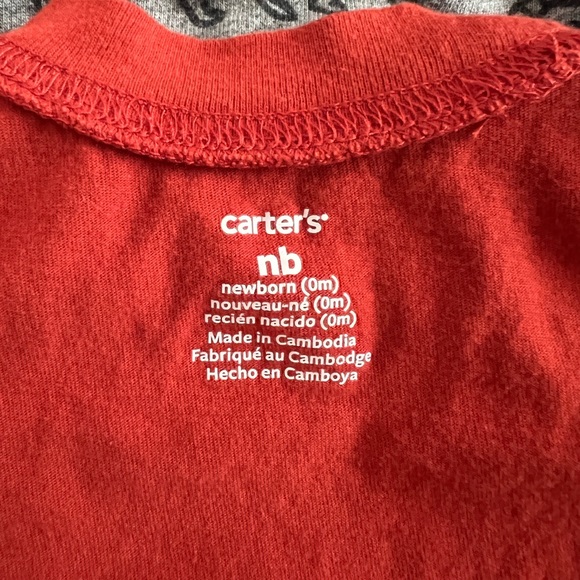 EUC Carter's 2-Piece Lion Print Tee & Overall Set - Gray/Burnt Orange - Newborn - Picture 9 of 16